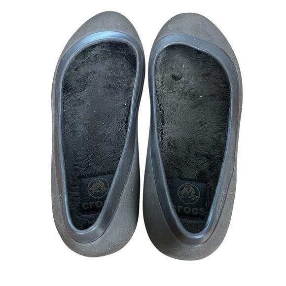 Crocs Mammoth Ballet Flats Fur Lined Dark Brown Round Toe Slip On Shoes sz 7 - Picture 10 of 16